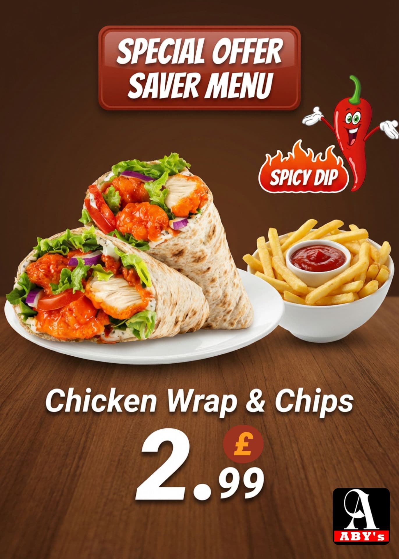 Chicken Wrap & Chips — served at ABY's Biryani, Leeds