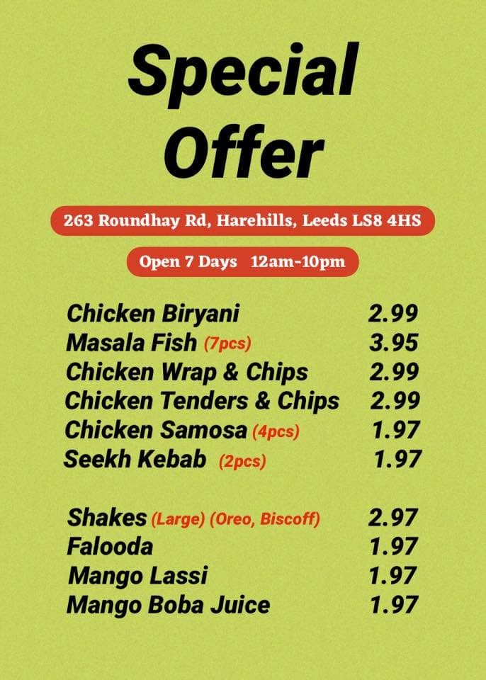 ABY's Special Offer saver menu board