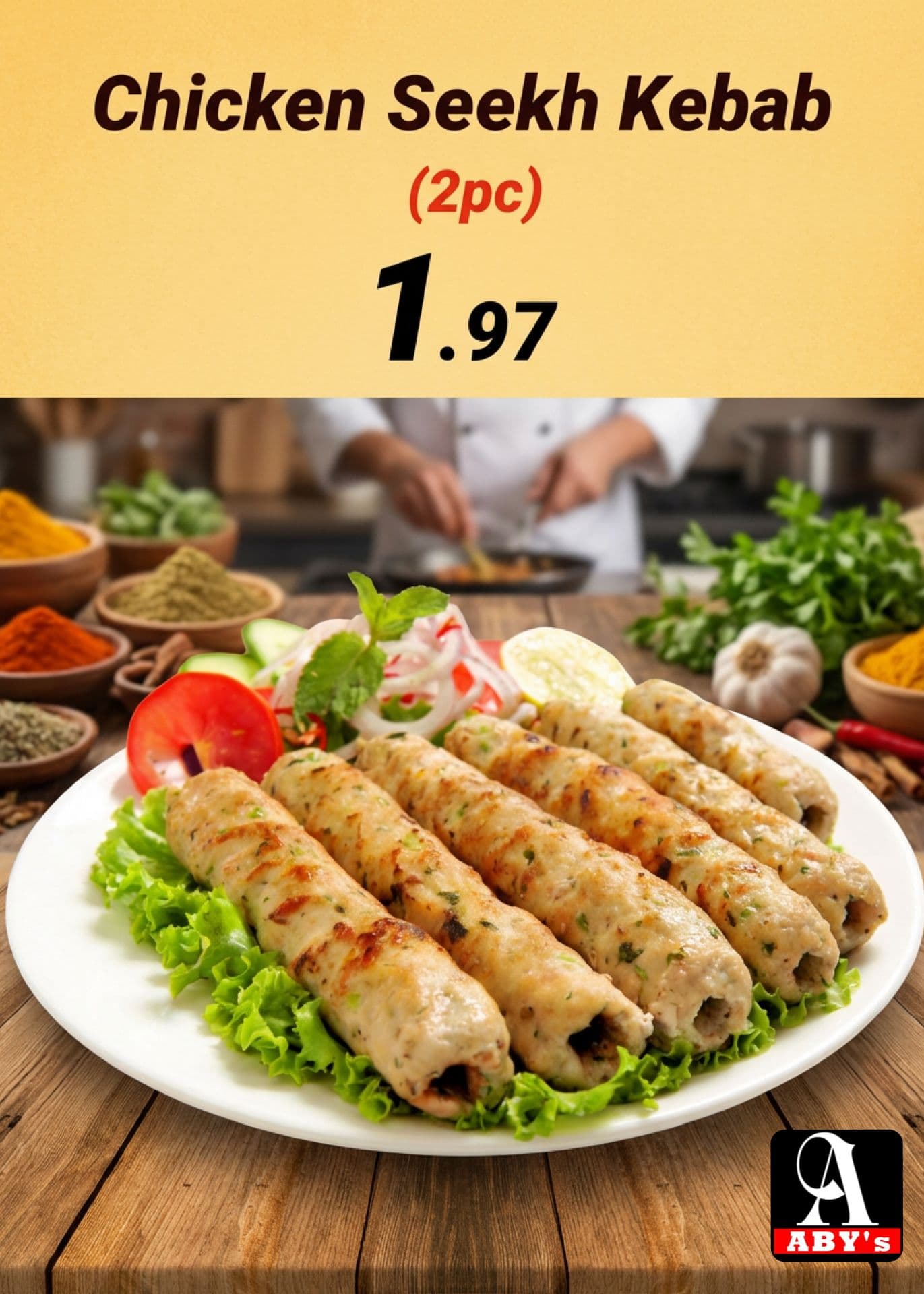 Seekh Kebab — served at ABY's Biryani, Leeds